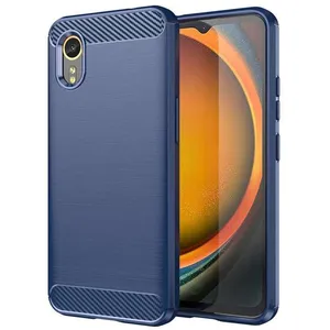 HTDMOBILES Coque pour Samsung Galaxy Xcover 7 - housse etui silicone gel carbone + verre trempe - BLEU FONCE pas cher
