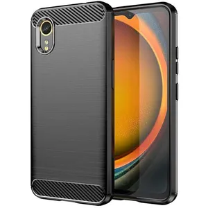 HTDMOBILES Coque pour Samsung Galaxy Xcover 7 - housse etui silicone gel carbone + verre trempe - NOIR pas cher