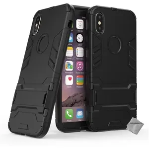 Housse etui coque rigide anti choc pour Apple iPhone X + verre trempe - NOIR - htdmobiles pas cher