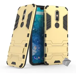 Housse etui coque rigide anti choc pour Nokia 7.1 (2018) + verre trempe - OR - htdmobiles pas cher