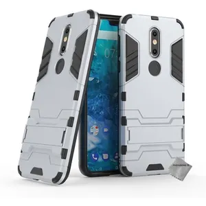 Housse etui coque rigide anti choc pour Nokia 7.1 (2018) + verre trempe - ARGENT - htdmobiles pas cher