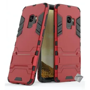 Housse etui coque rigide anti choc pour Samsung Galaxy S9 + film ecran - ROUGE - htdmobiles pas cher