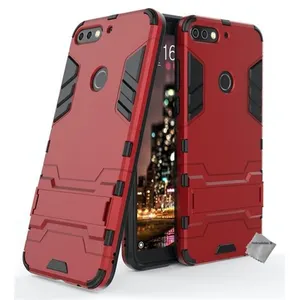 Housse etui coque rigide anti choc pour Huawei Y7 (2018) + verre trempe - ROUGE - htdmobiles pas cher