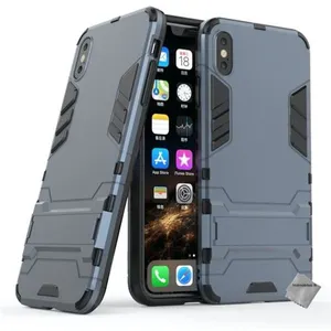 Housse etui coque rigide anti choc pour Apple iPhone XS Max + verre trempe - BLEU FONCE - htdmobiles pas cher