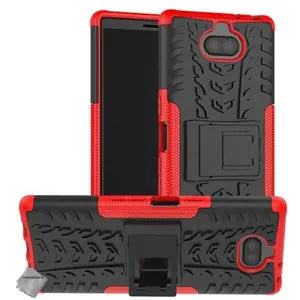 Comparateur de prix : Htdmobiles Coque rigide anti choc pour Sony Xperia 10 Plus + film ecran - ROUGE