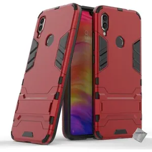 Housse etui coque rigide anti choc pour Xiaomi Redmi Note 7 + verre trempe - ROUGE - htdmobiles