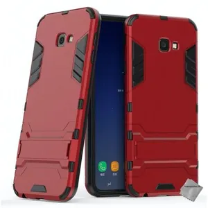 Housse etui coque rigide anti choc pour Samsung Galaxy J4+ Plus (2018) + verre trempe - ROUGE - htdmobiles pas cher