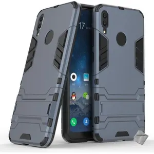 Housse etui coque rigide anti choc pour Huawei Y7 (2019) + verre trempe - BLEU FONCE - htdmobiles