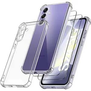 Coque Pour Samsung Galaxy S24 Silicone Transparente Angles Renforces + 2 Verres Trempes Little Boutik© pas cher