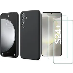 Coque Pour Samsung Galaxy S24 Plus Silicone Noir + 2 Verres Trempes Li... pas cher