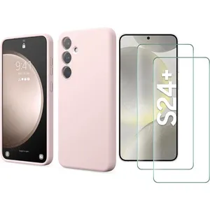 Coque Pour Samsung Galaxy S24 Plus Silicone Rose + 2 Verres Trempes Little Boutik© pas cher