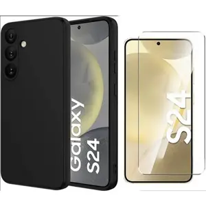 Coque Pour Samsung Galaxy S24 Silicone Noir + Verre Trempe Little Bout... pas cher