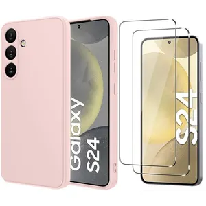 Coque Pour Samsung Galaxy S24 Silicone Rose + 2 Verres Trempes Little ... pas cher