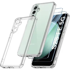 Coque - Little Boutik© - Galaxy S23 FE - Silicone Transparent - Coins Renforcés - 2 Verres Trempés pas cher