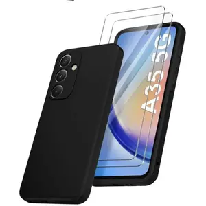 Coque Pour Samsung Galaxy A35 5G Silicone Noir + 2 Verres Trempes Litt... pas cher
