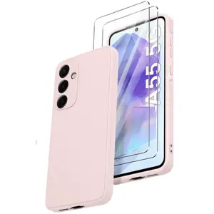 Coque Pour Samsung Galaxy A55 5G Silicone Rose + 2 Verres Trempes Litt... pas cher
