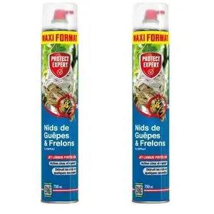 PROTECT EXPERT Anti Nids de Guêpes & Frelons - Action Choc & Rapide - Détruit les Nids en 1 minute - 2x750mlVendu parcdiscount