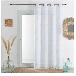 Voilage brodé de pampas Argent - HOME MAISON - 140x240 cm - Synthétique - Autres motifs - Intérieur - illets pas cher