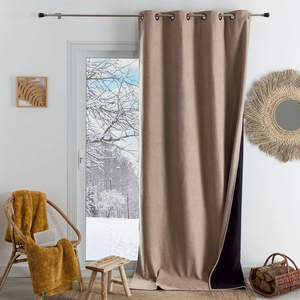 Rideau thermique phonique et semi occultant KONFOR Beige 140x260 cm pas cher