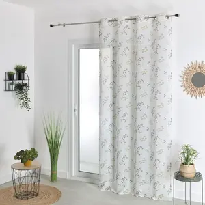HomeMaison.com Voilage Effet Lin Imprime - Taupe - 140 X 240 cm