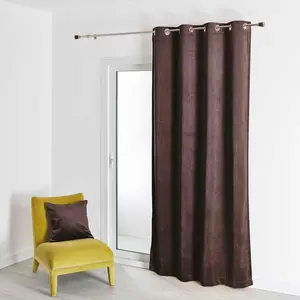 Rideau uni - Effet daim Taupe 140x260 cm pas cher