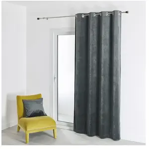 HomeMaison.com Rideau feutré en Velours uni, Anthracite, 135 x 260 cm pas cher