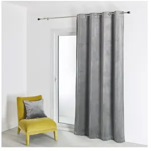 HomeMaison.com Rideau Velours Uni - Gris Perle - 135 X 260 cm pas cher