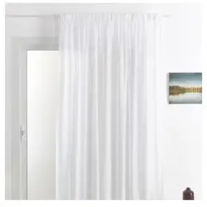 HomeMaison.com Rideau Voilage Classique uni Polyester-Lin avec Bas plombé (Blanc), 420x240cm pas cher