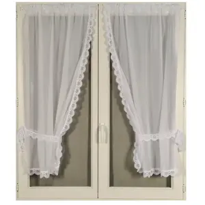 HomeMaison.com Paire de rideaux bonne femme à bord macramé Blanc 65x160 cmVendu parcdiscount