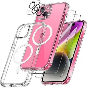 MASSILIA TECH Coque pour iphone 15 - 2x vitre verre trempé + 2x vitre caméra compatible magsafe hd transparentVendu parcdiscount