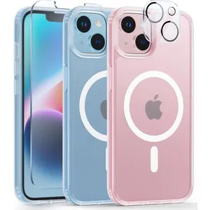 MASSILIA TECH Coque pour iphone 13 - 2 vitres verre trempé 1 protège caméra intégré magnetique clear magsafeVendu parcdiscount