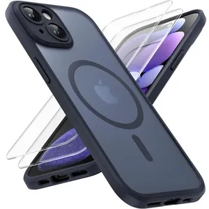 MASSILIA TECH Coque pour iphone 15 - 2 vitres verre trempé protège caméra intégré magnetique hd magsafe noirVendu parcdiscount