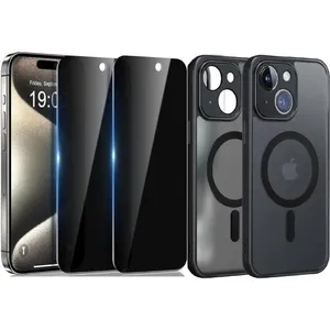 MASSILIA TECH Coque pour IPHONE 15 plus et 2 vitres espion compatible magsafe magnétique fully camera noirVendu parcdiscount