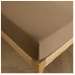 COTON PUR Drap housse 180 x 200 cm bonnet 30 cm "Prémium" pour lit 2 places King Size - Prémium Taupe pas cher