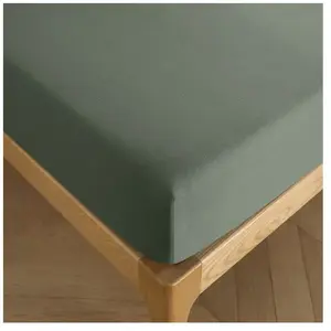 COTON PUR Drap housse 180 x 200 cm bonnet 30 cm 'Prémium' pour lit 2 places King Size - Prémium Romarin pas cher