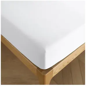 COTON PUR Drap housse 180 x 200 cm bonnet 30 cm 'Prémium' pour lit 2 places King Size - Prémium Neige pas cher