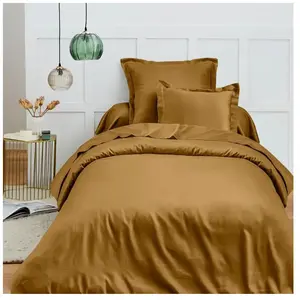 COTON PUR Housse de couette 140 x 200 cm "Prémium" pour lit 1 place - Prémium Marron pas cher