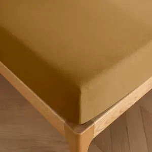 COTON PUR Drap housse 140 x 190 cm bonnet 30 cm 'Prémium' pour lit 2 places - Prémium Caramel pas cher