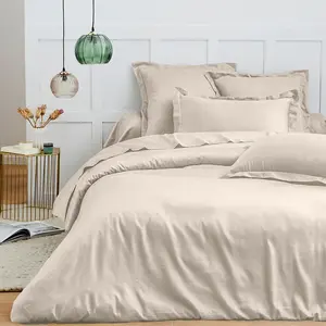 COTON PUR Housse de couette 140 x 200 cm "Prémium" pour lit 1 place - Prémium Sable pas cher