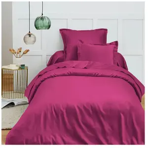 COTON PUR Housse de couette 140 x 200 cm 'Prémium' pour lit 1 place - Prémium Magenta pas cher