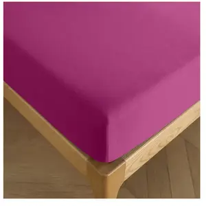 COTON PUR Drap housse 180 x 200 cm bonnet 30 cm 'Prémium' pour lit 2 places King Size - Prémium Magenta pas cher
