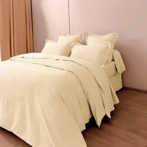 Housse de couette percale de coton peigné 'Julian' toutes dimensions Coton Pur Julian Ivoire - Housse de couette 140 x 200 cm pas cher