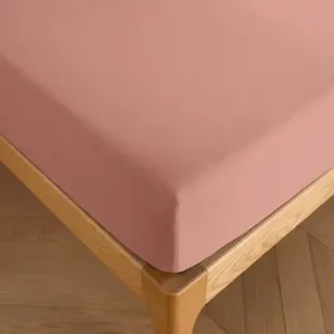 COTON PUR Drap housse 140 x 190 cm bonnet 30 cm "Prémium" pour lit 2 places - Prémium Vieux Rose pas cher