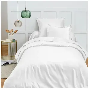 COTON PUR Housse de couette 140 x 200 cm "Prémium" pour lit 1 place - Prémium Neige pas cher