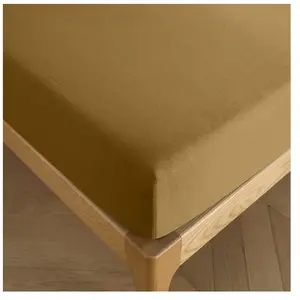 COTON PUR Drap housse 200 x 200 cm bonnet 30 cm 'Prémium' pour lit 2 places King Size - Prémium Caramel pas cher