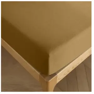 COTON PUR Drap housse 160 x 200 cm bonnet 30 cm 'Prémium' pour lit 2 places - Prémium Caramel pas cher