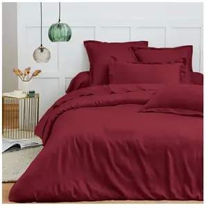COTON PUR Housse de couette 260 x 240 cm "Prémium" pour lit 2 places King Size - Prémium Grenat pas cher