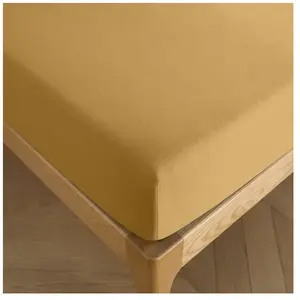 COTON PUR Drap housse 180 x 200 cm bonnet 30 cm 'Prémium' pour lit 2 places King Size - Prémium Miel pas cher