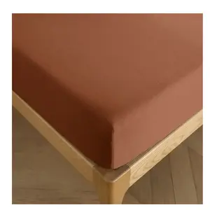 COTON PUR Drap housse 180 x 200 cm bonnet 30 cm 'Prémium' pour lit 2 places King Size - Prémium Paprika pas cher