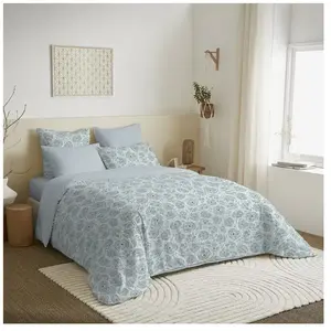 UNIVERS DECOR Pack complet housse de couette réversible pour lit 160 x 200 cm Agathe céladonVendu parcdiscount